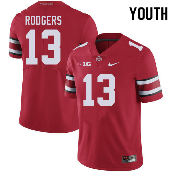 Youth #13 Bryson Rodgers Ohio State Buckeyes College Football Jerseys Stitched-Red